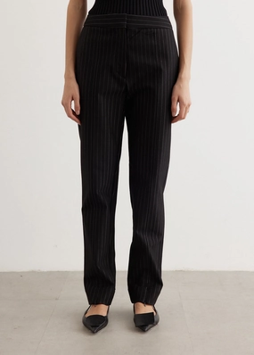 Versatile Comfort Wear Compact Stripe Jersey Mid Waist Pants