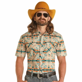 Dale Brisby Tan/Turquoise Southwest Short Sleeve shopping spree birthday party