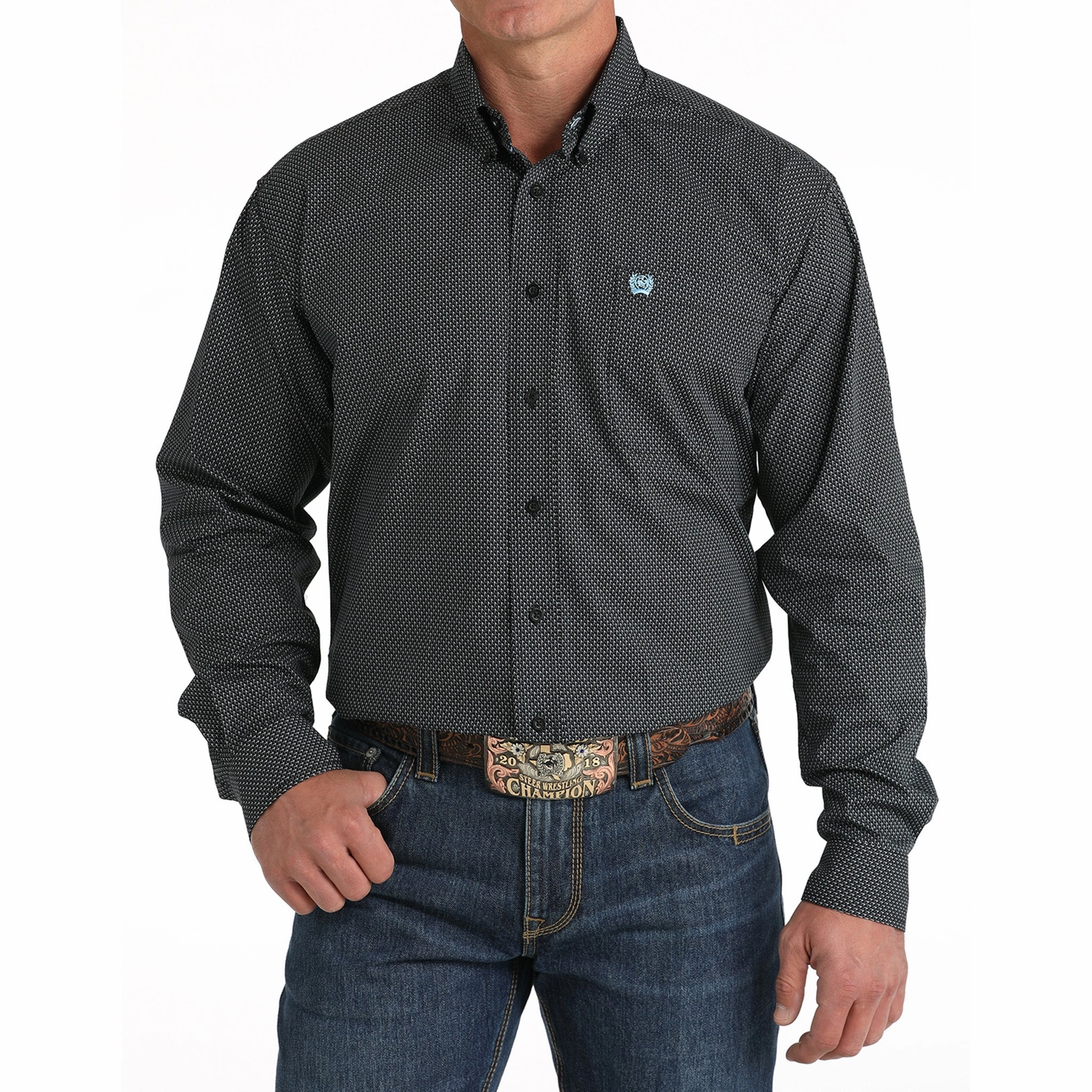 Cinch Men's Long Sleeve Black Print Shirt Button-up