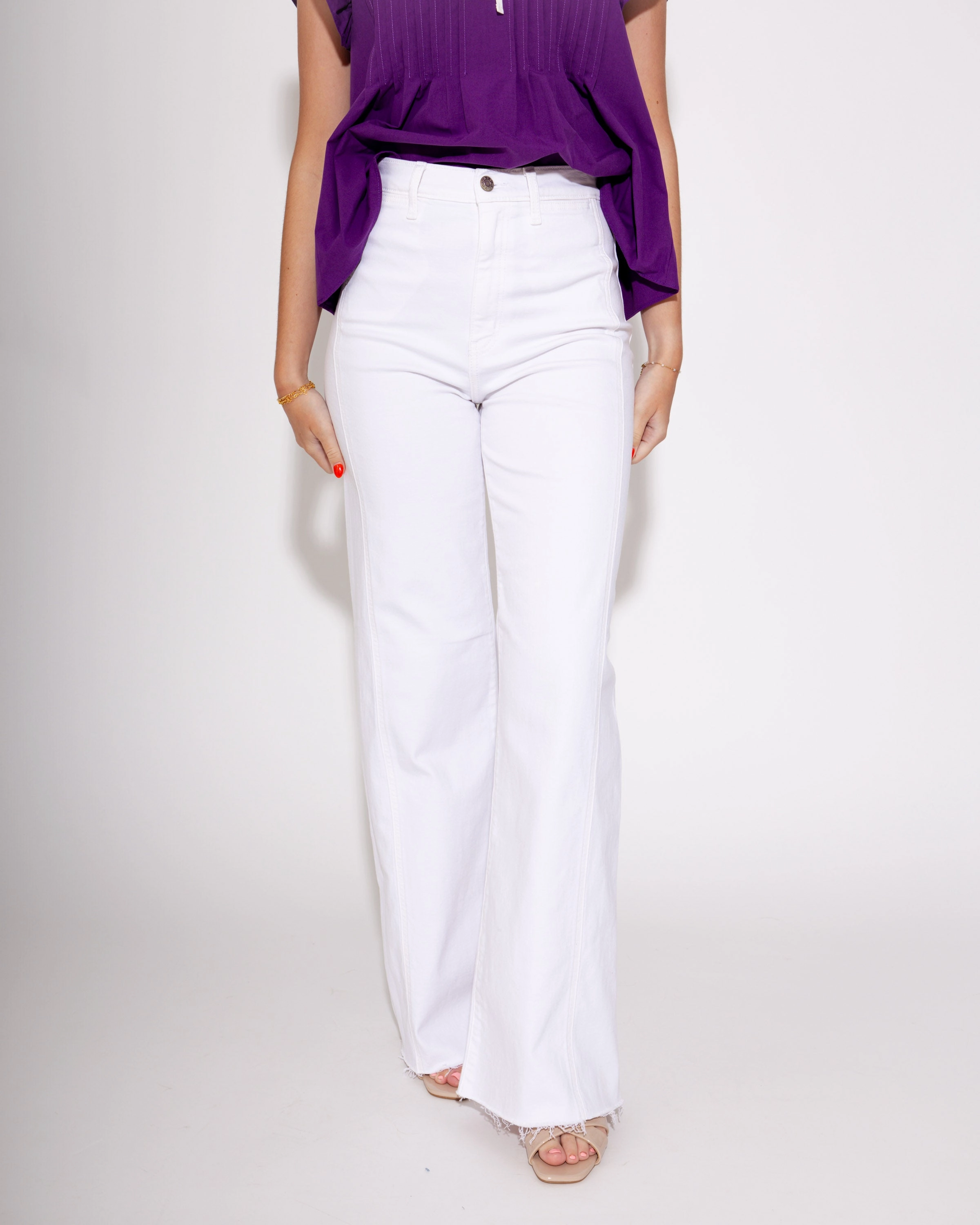 Far Out High Rise Wide Leg Jeans in White Family Style Luxury