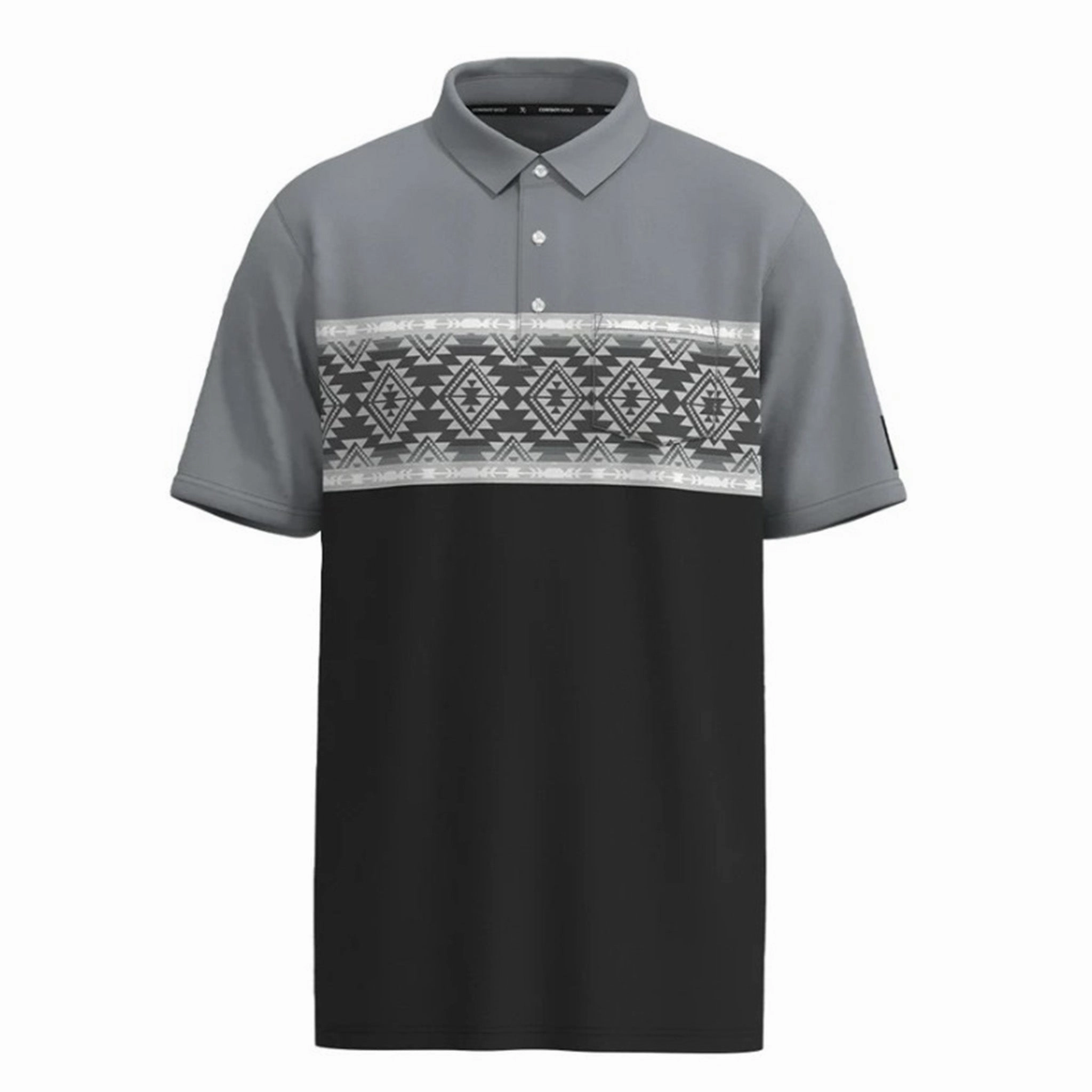 Casual Style Hooey Men's Grey Aztec Block Polo