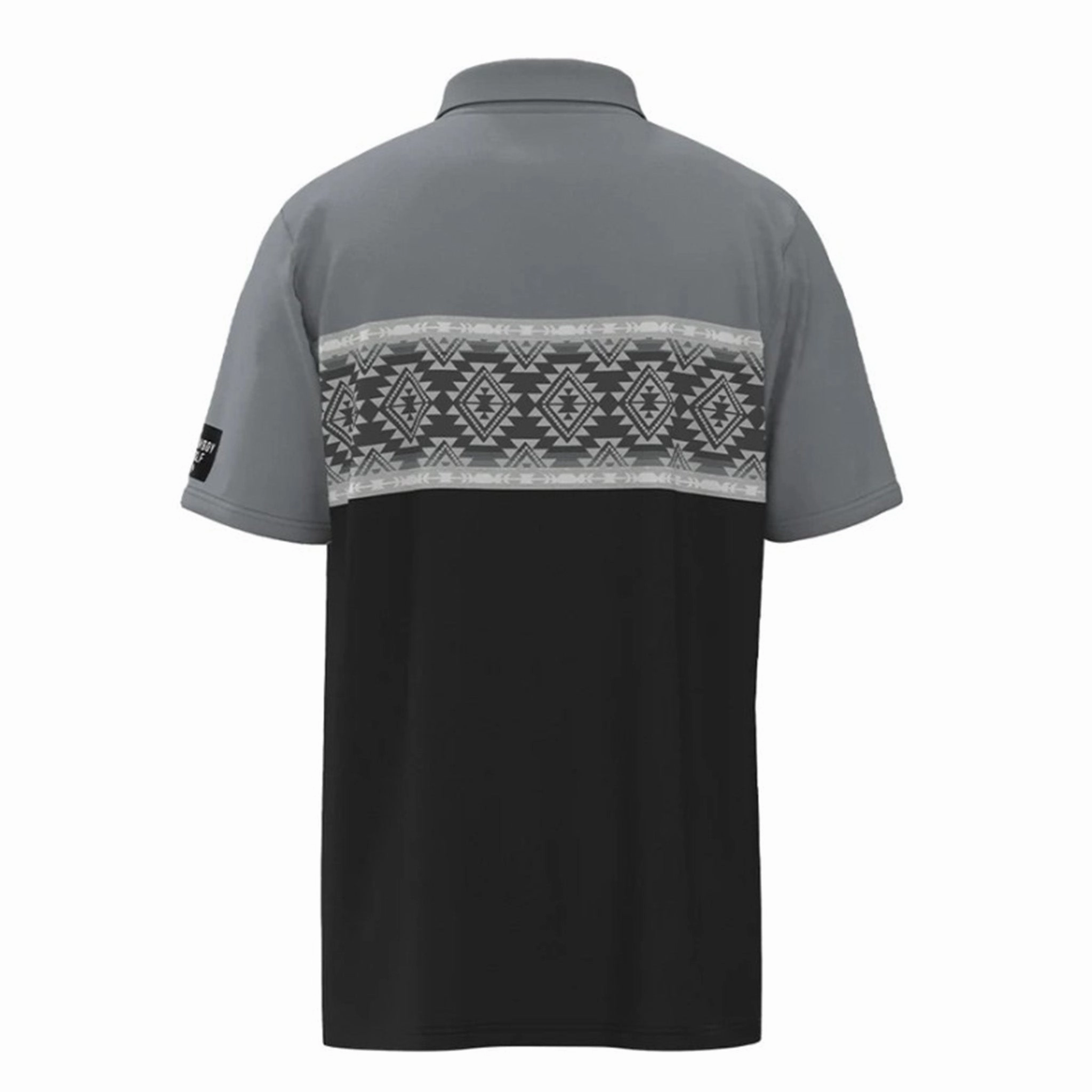 Split hem Embroidered Detail Hooey Men's Grey Aztec Block Polo