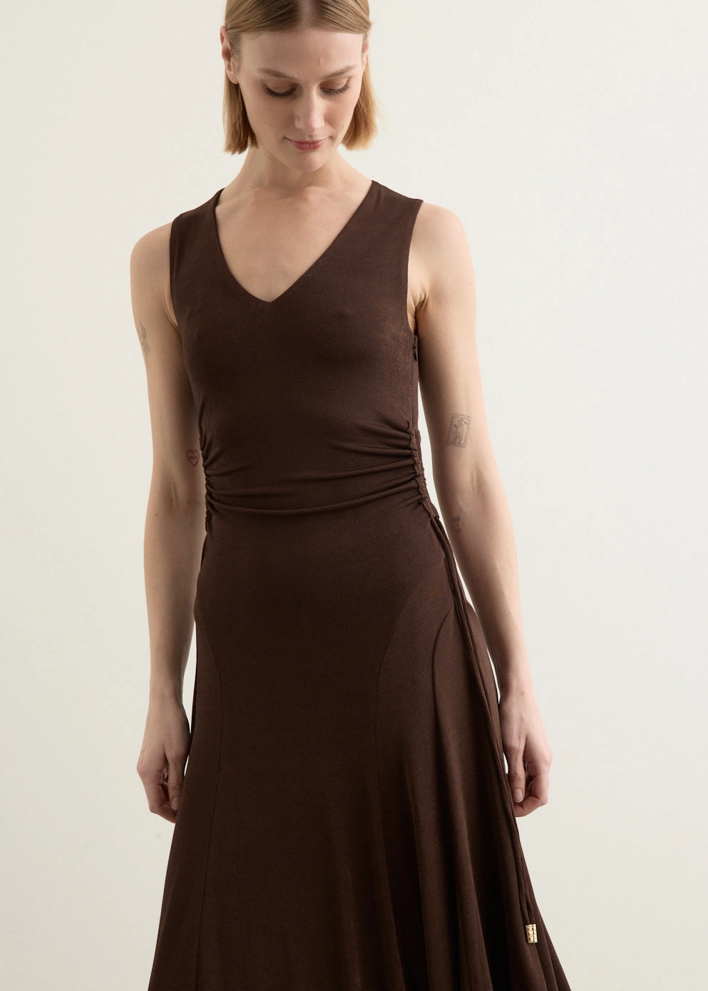 Maria Dress Peach Tone Velvet-Touch