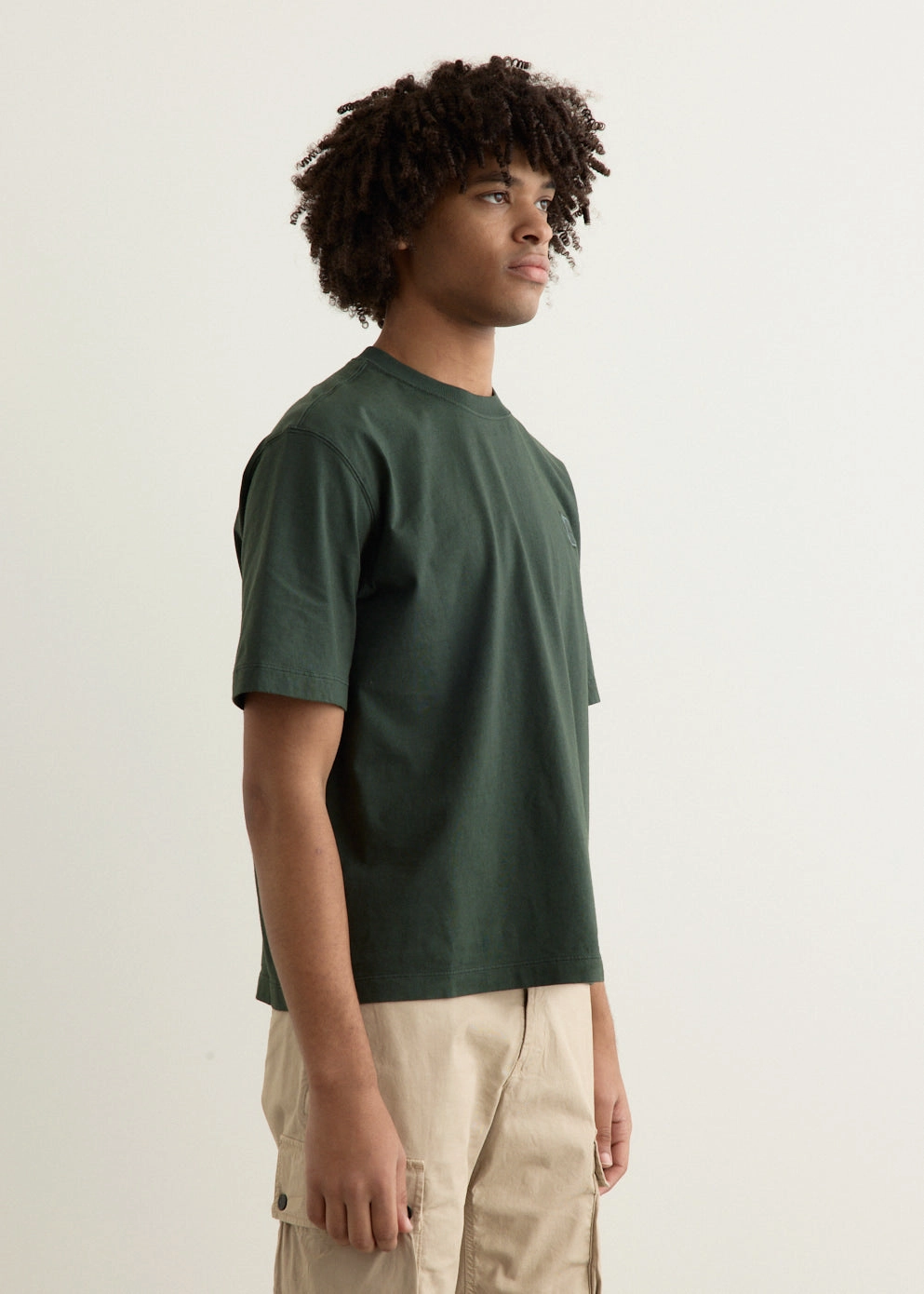 Regular Fit Compass Patch Overdyed T-Shirt Wide Neck Opening Perfect For Relaxing