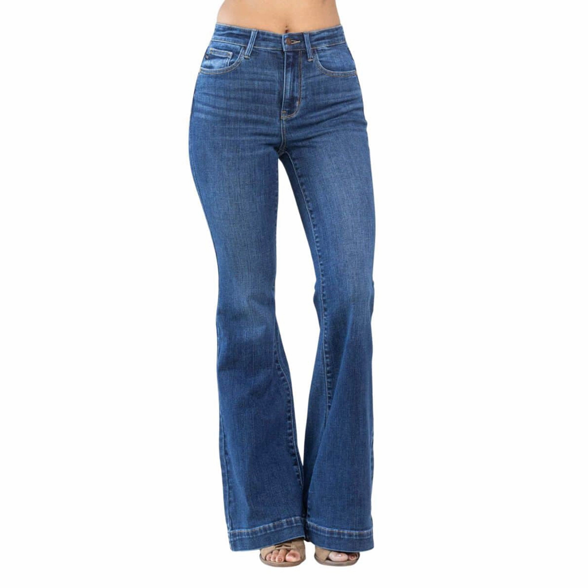 Permanent Crease Retention Judy Blue Women's High Waist Wide Hem Flare