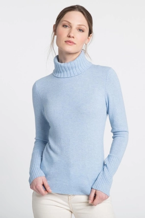 Cashmere Chunky Trim Turtle Neck Sweater Chilly Layer Breathable Look