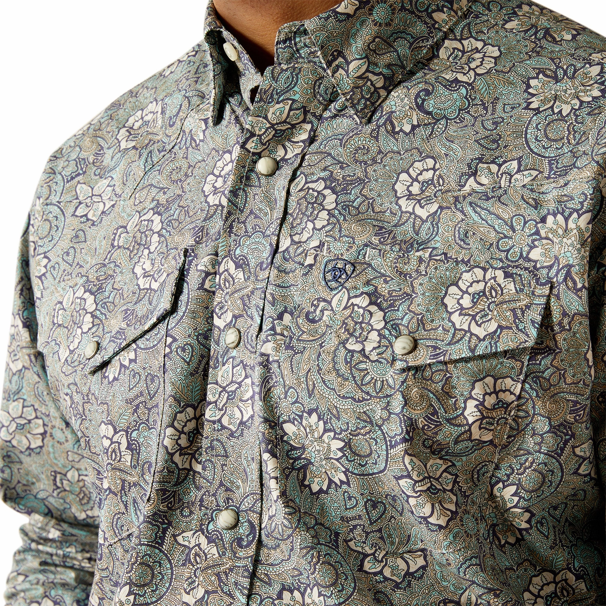 Ariat Men's Rocky Khaki Floral Shirt Petite Cut Chic Layer