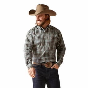 Ariat Men's Pro Stryker Steel Blue Striped Shirt Preppy Vibe Mature Elegance