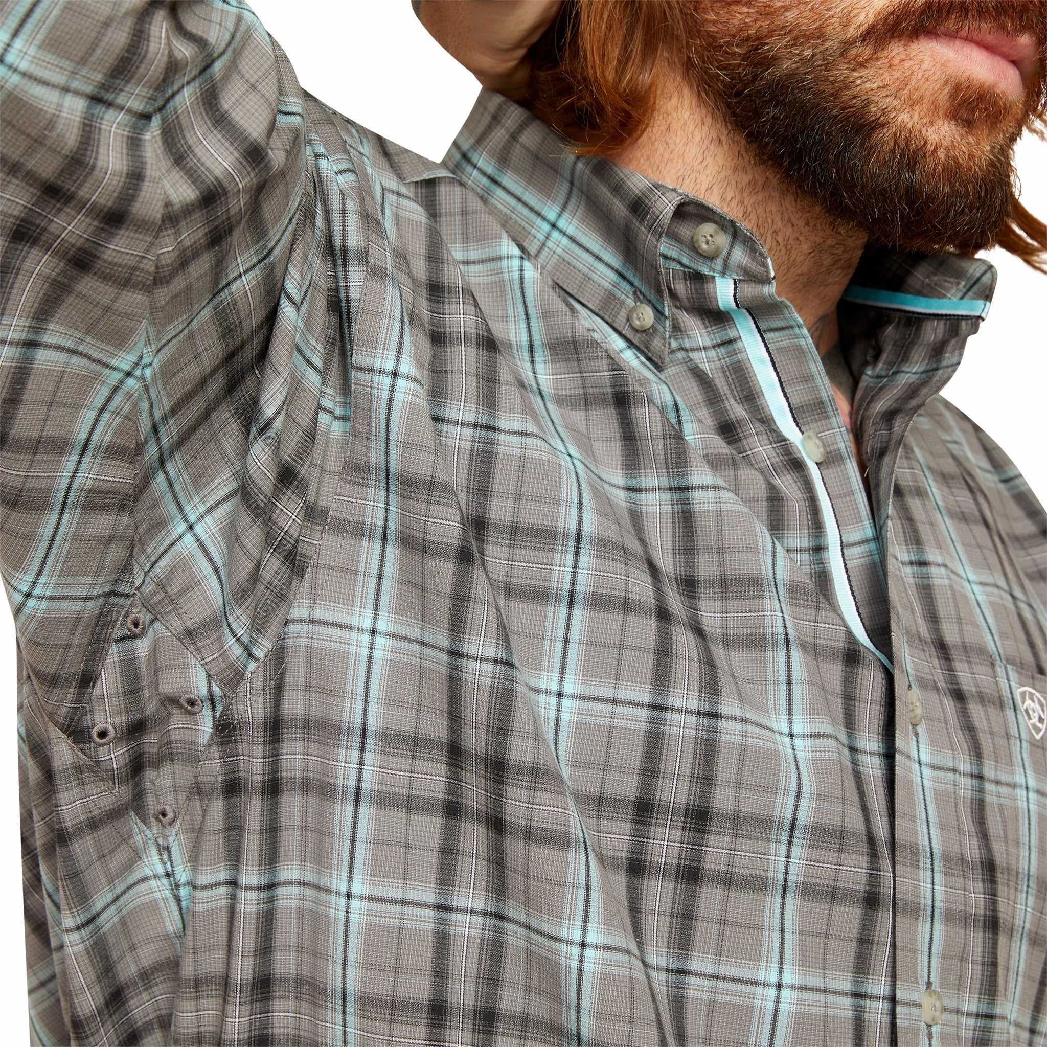 Ariat Men's Pro Stryker Steel Blue Striped Shirt All-Ages Fit Cozy Fit