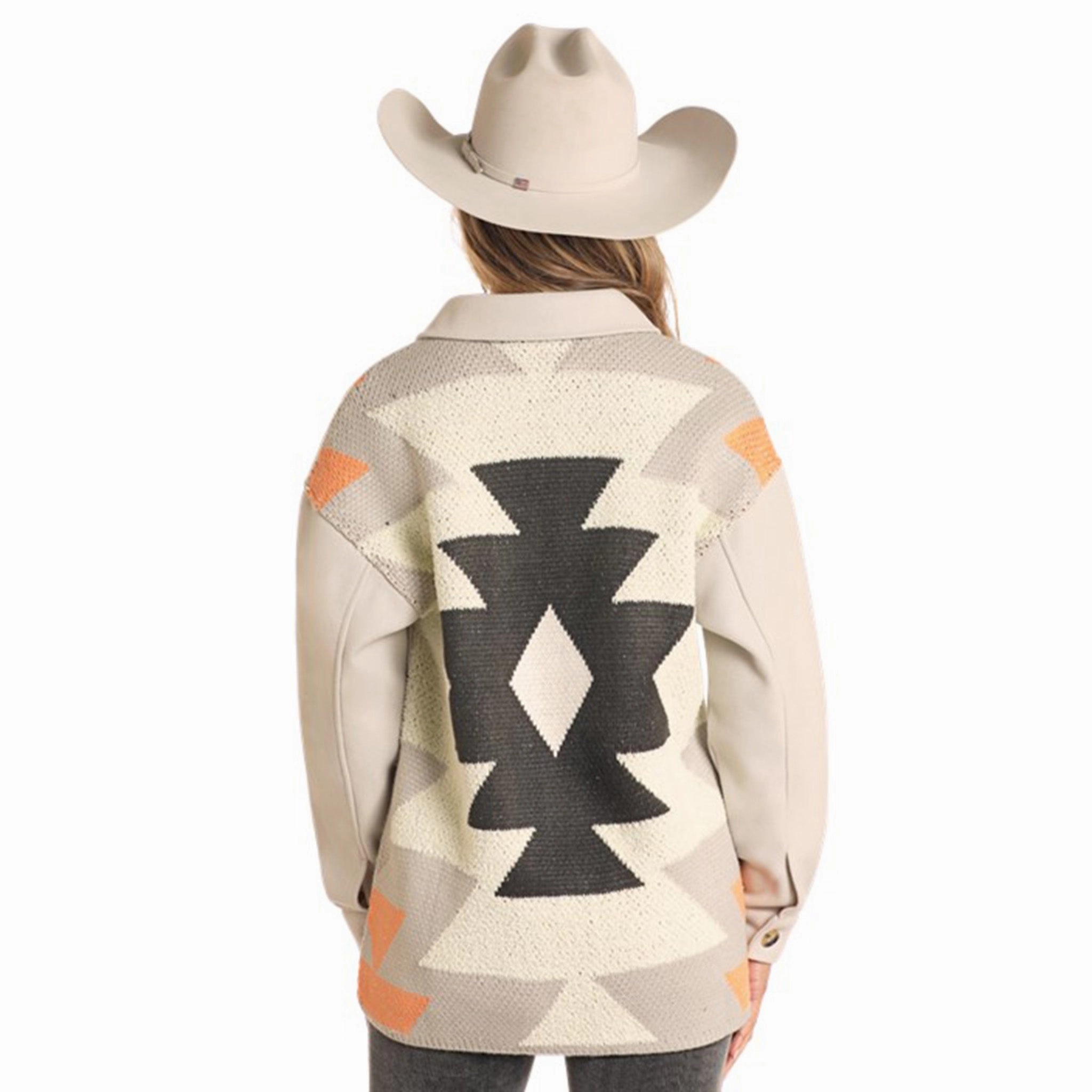 EasyClean Coating Rock & Roll Denim Women's Lite Grey Aztec Shacket