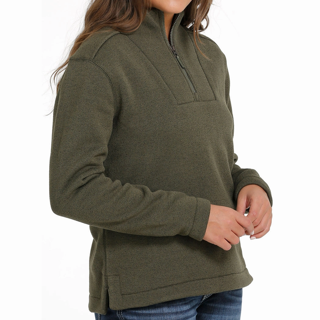 Day Hike Style Cinch Women's Olive Solid Fleece Pullover