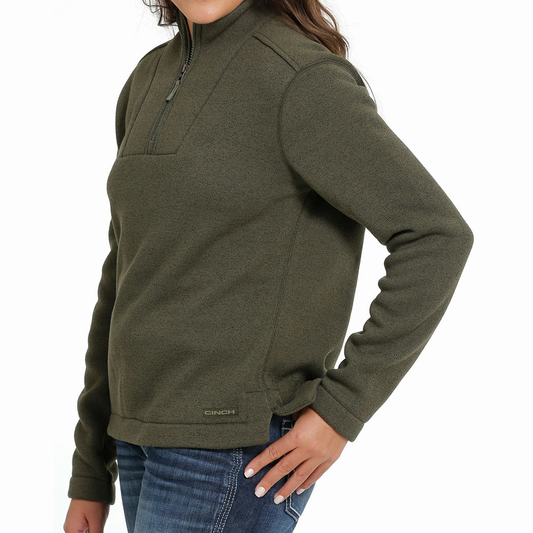 heavy duty fabric Cinch Women's Olive Solid Fleece Pullover