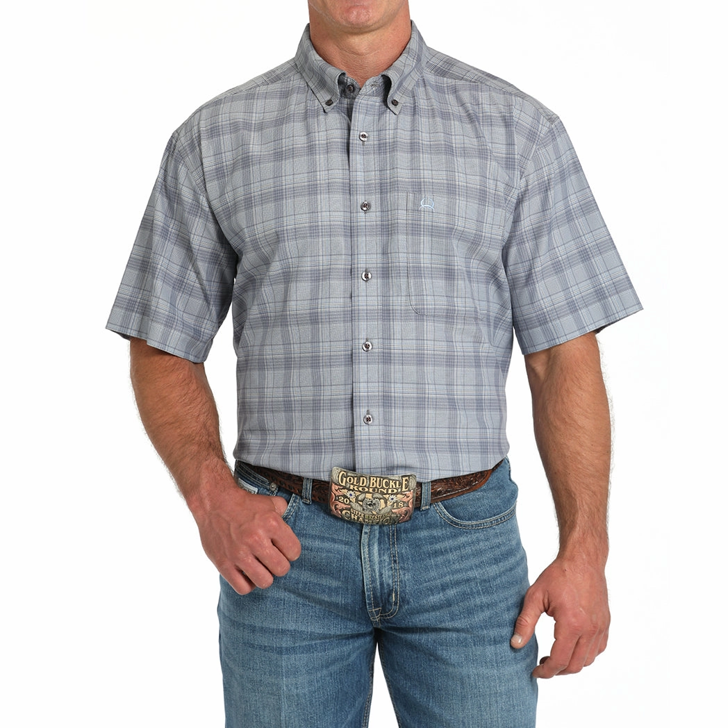 Cinch Men's Arenaflex Grey Plaid Shirt Chill Comfort Local Favorite