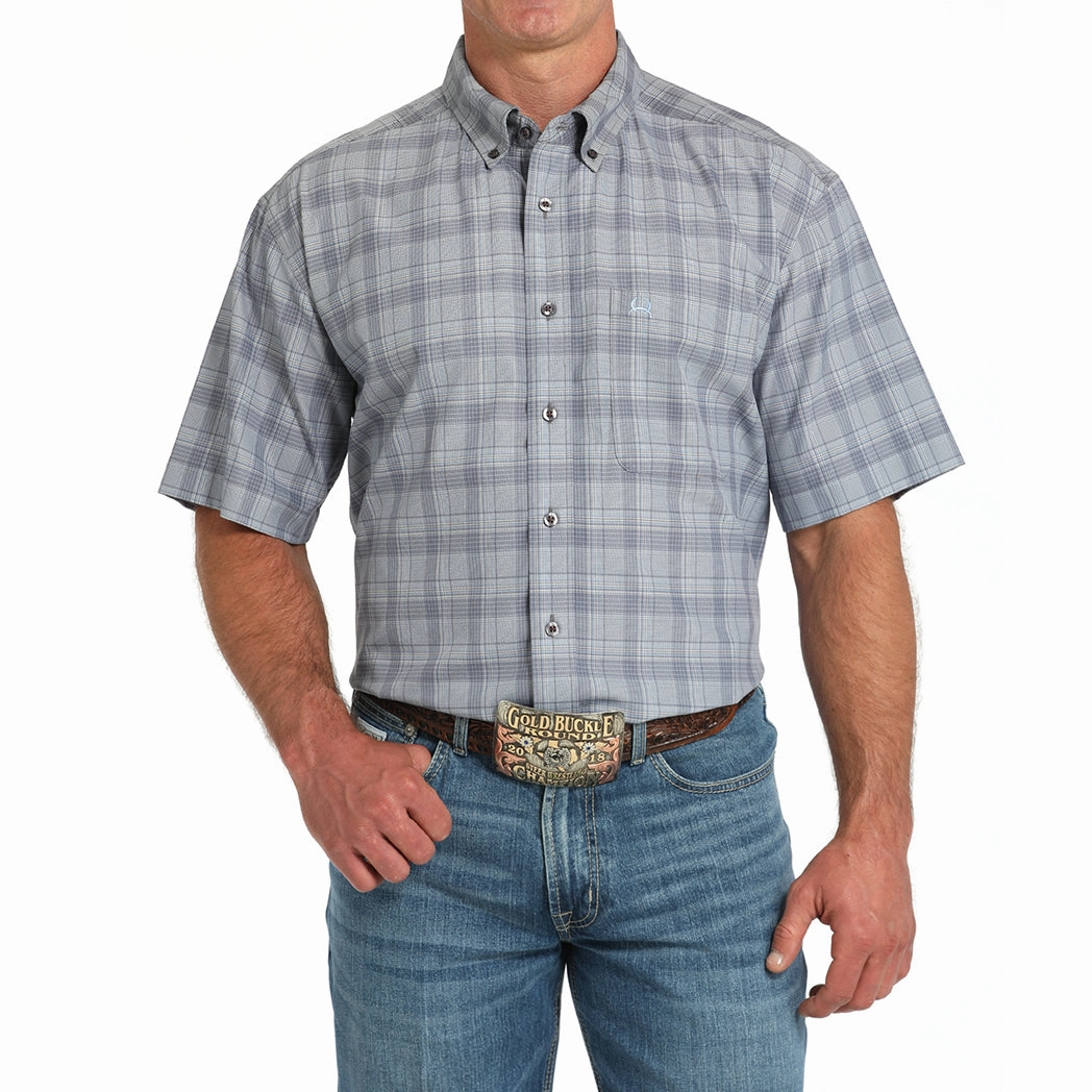 Cinch Men's Arenaflex Grey Plaid Shirt Beach Ready