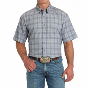 Durable Material Pocket Detail Cinch Men's Arenaflex Grey Plaid Shirt