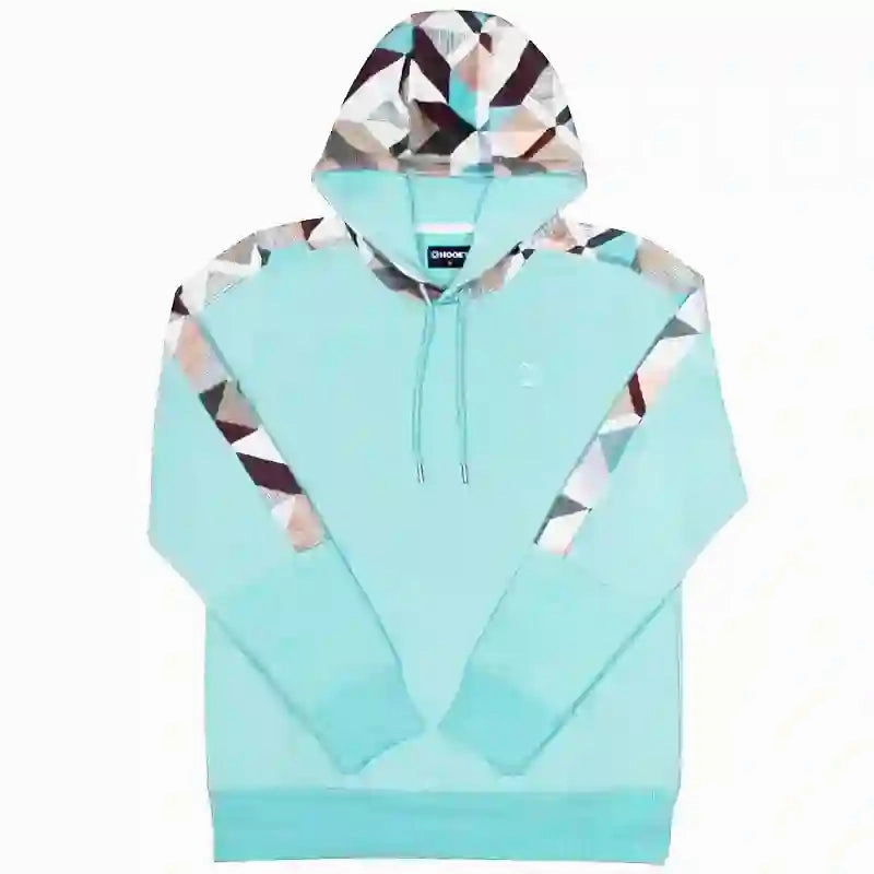 Hooey Ladies Turq Hoodie-Multi Colored Dimensional Accents ReinforcedElasticHem