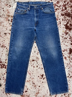 Shrink Resistant Denim Work Meeting Weekend Style Streetwear Fan Vintage USA Levi 505 Transitional Tag, premium wash Denim Jeans (JYJ0425-443)