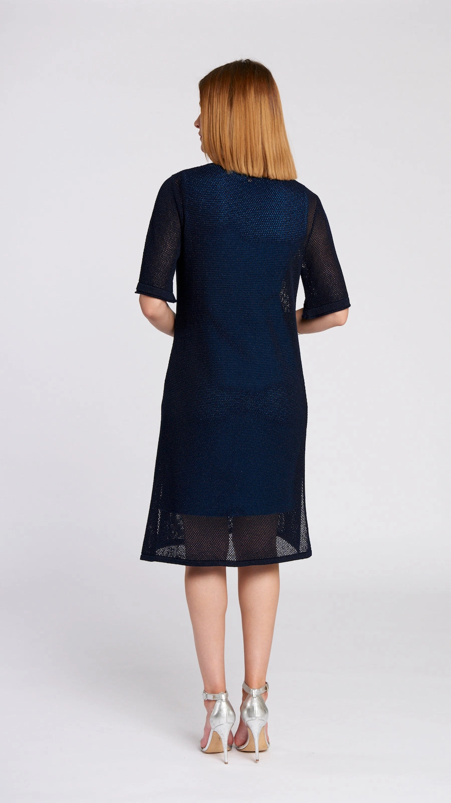 CONTEMPO Dahlia Mesh Long Cardigan - Shimmery Navy Merino Wool