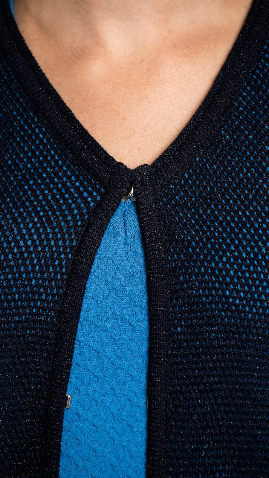 CONTEMPO Dahlia Mesh Long Cardigan - Shimmery Navy Breathable Design Wear