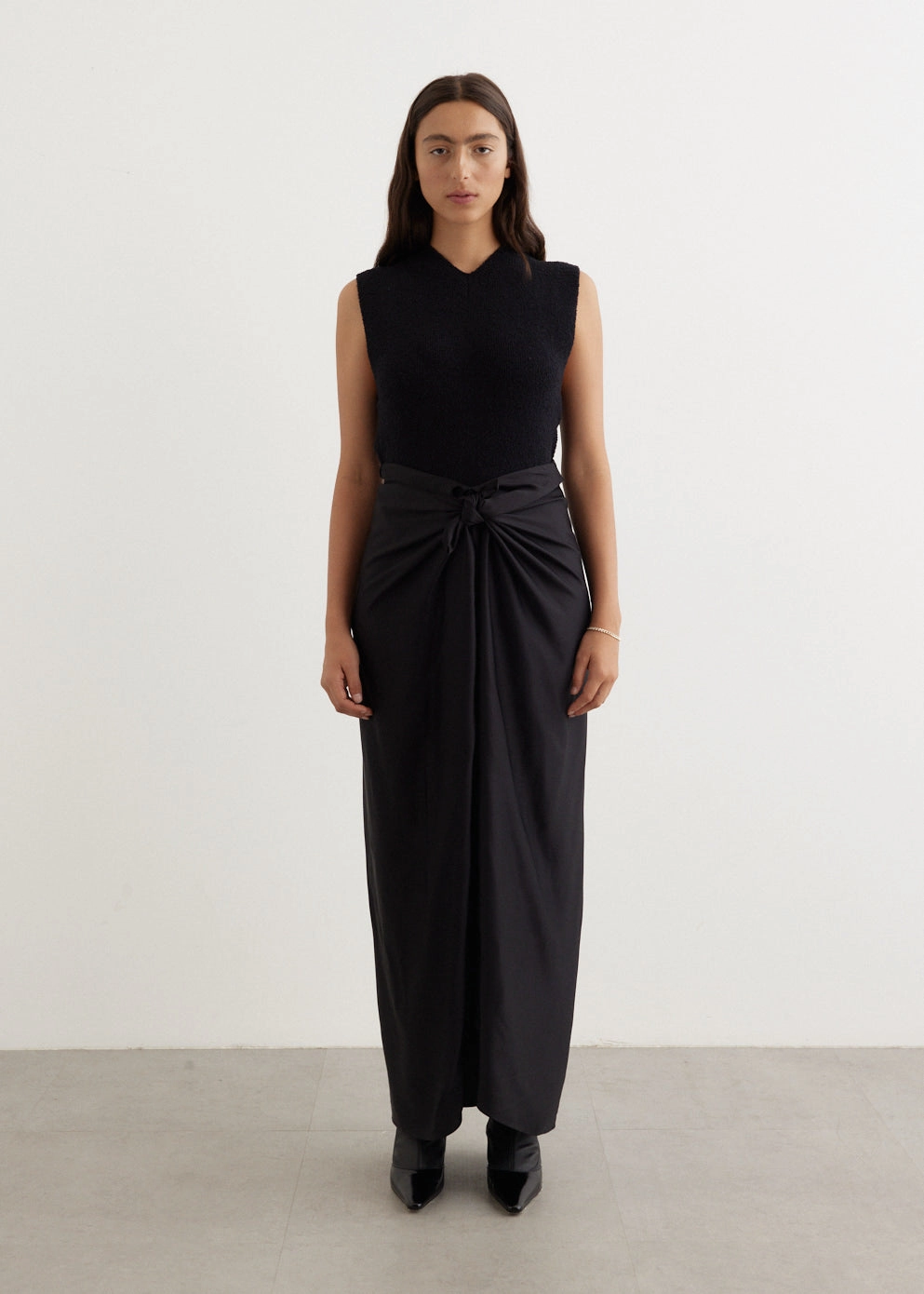 Gathered waist Weekend Outfit Satin Knot Skirt