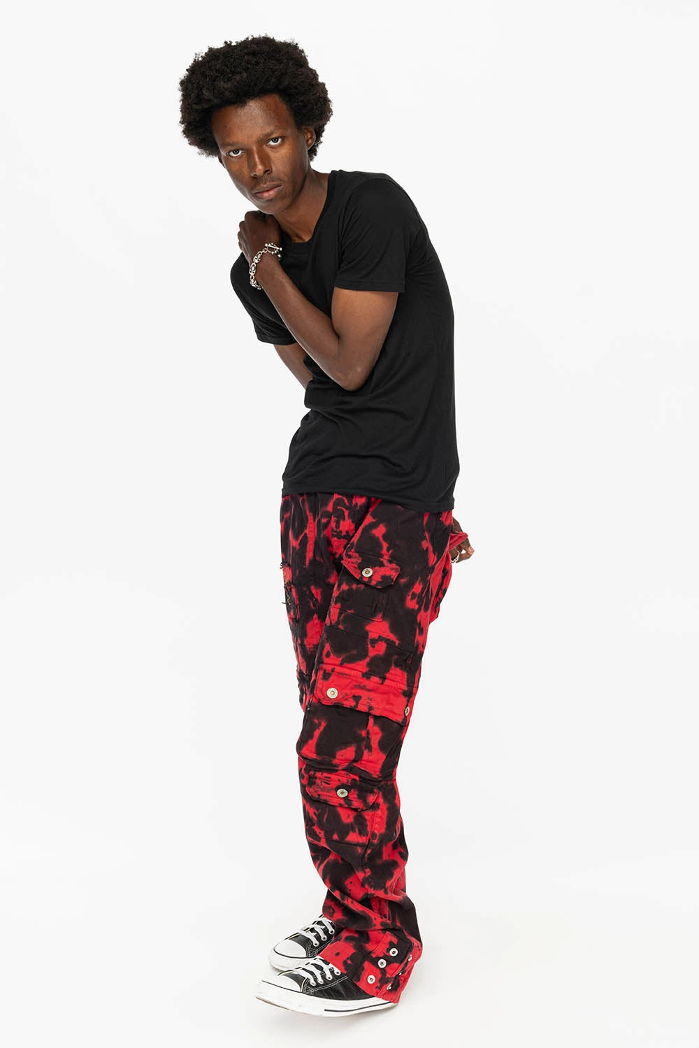 Base Fit Piece ORIGINAL ROBIN??S JEAN CALL OF DUTY CARGO PANTS IN BLACK/RED SPECIALTY WASH