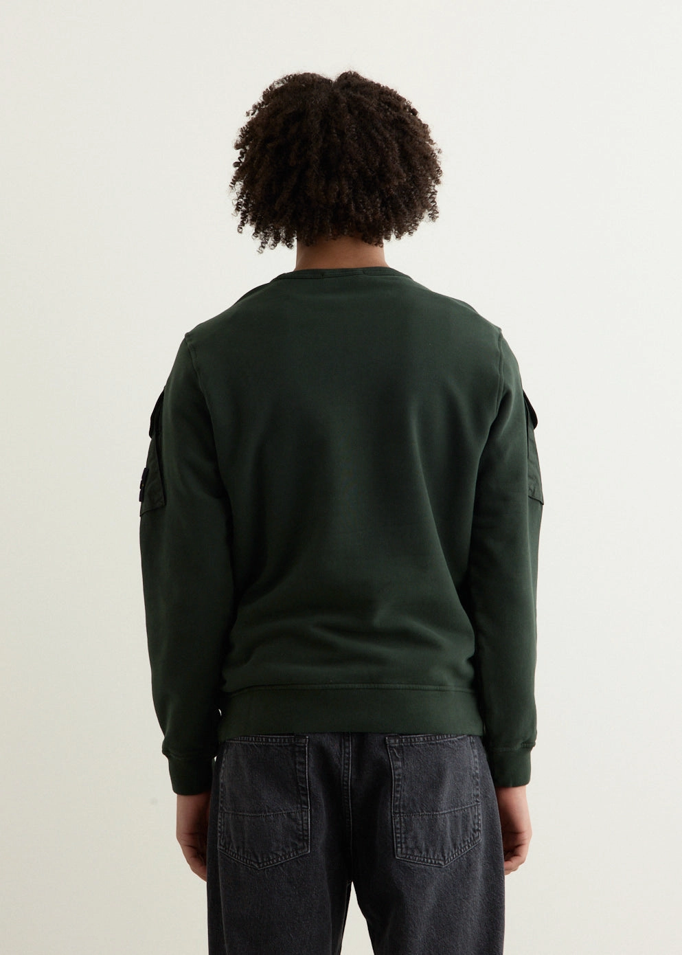 Drop Shoulder Design Cozy Fleece Contrast Bellow Pocket Sweatshirt