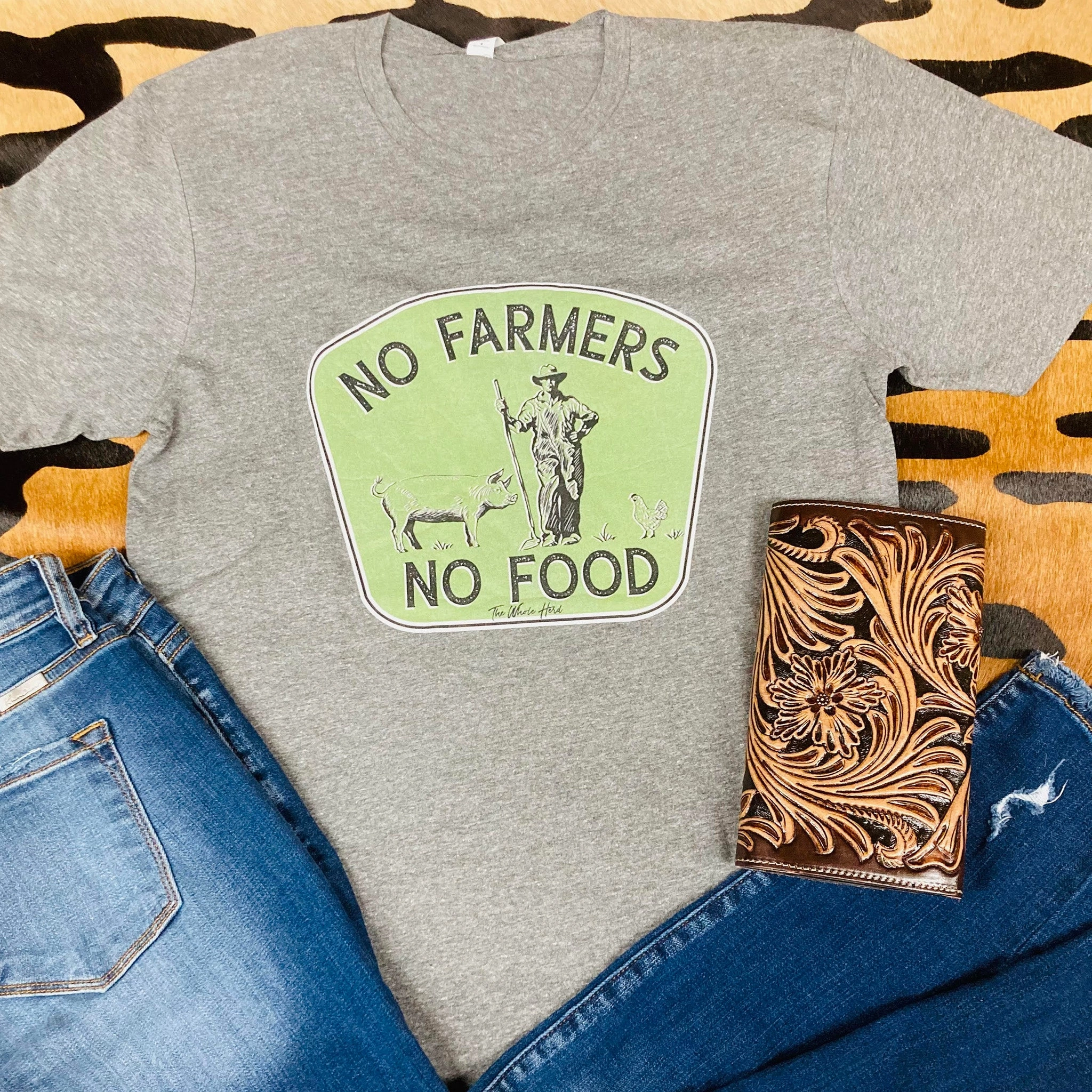 No Farmers No Food Tee Friction Resistant Finish