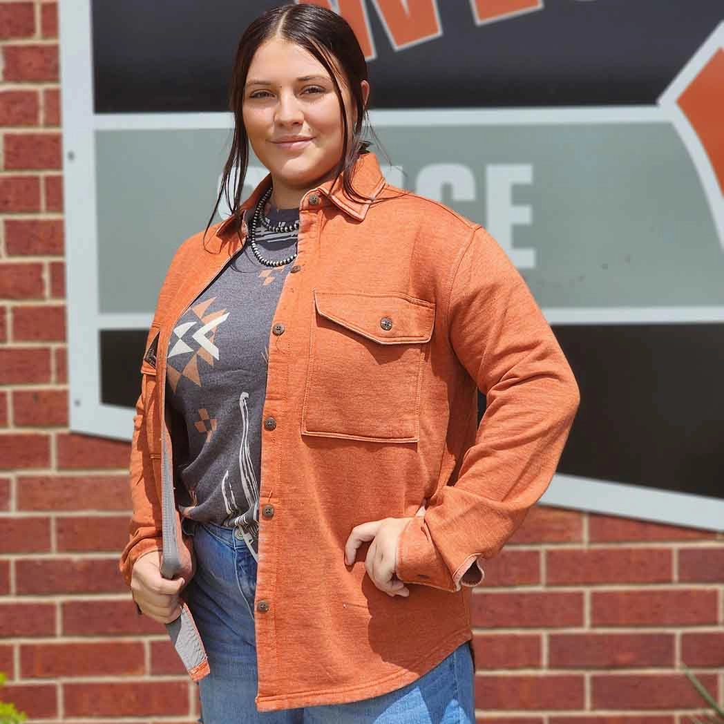 Rust Shacket StretchableMaterial