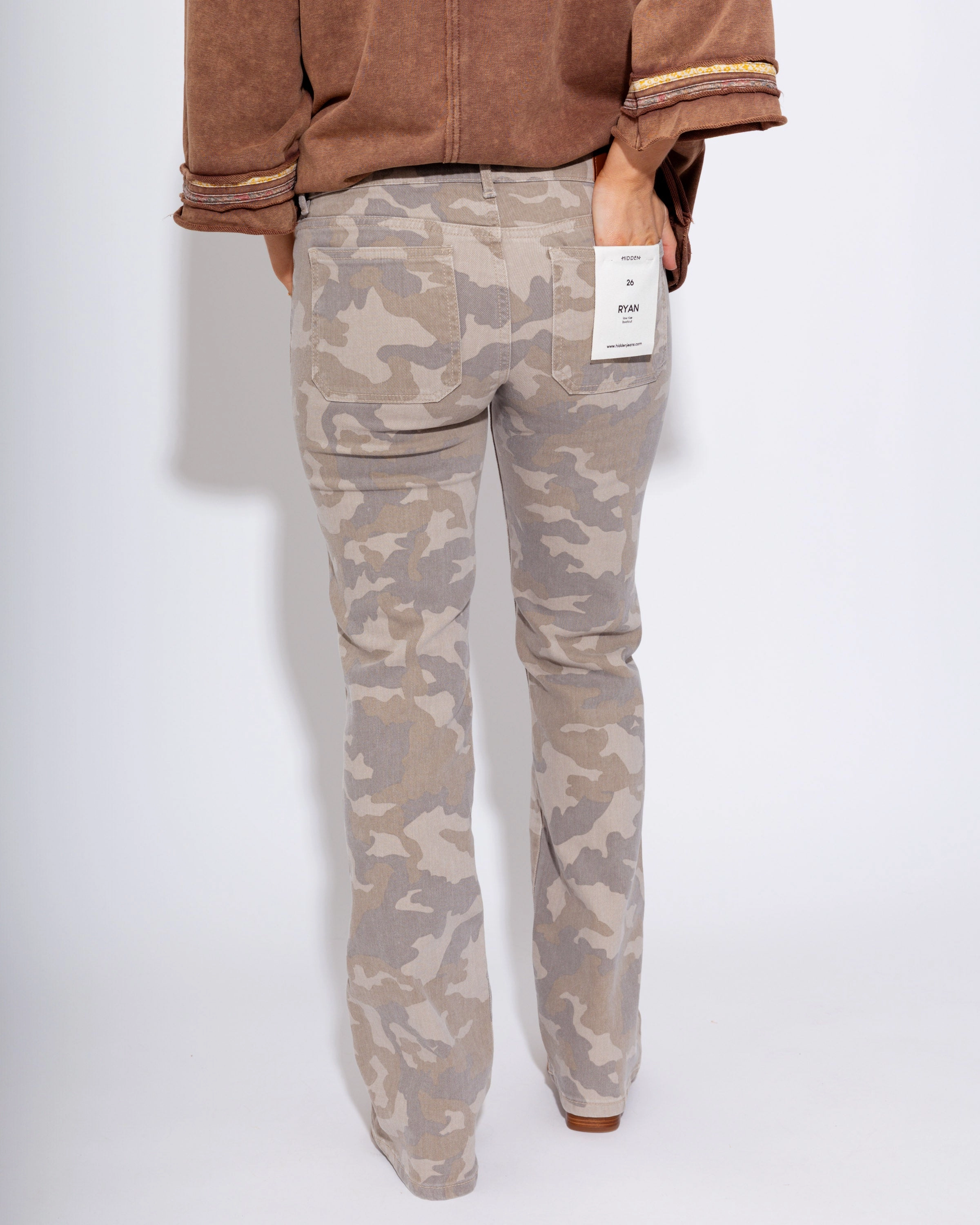 Breathable Classic Wear Eco Friendly Trendy Fit The Tan Camo Dual-Waist Bootcut Jean