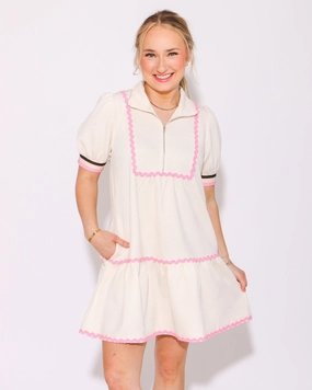 Elegant Tailoring Zippered Chic Mini Dress in Cream