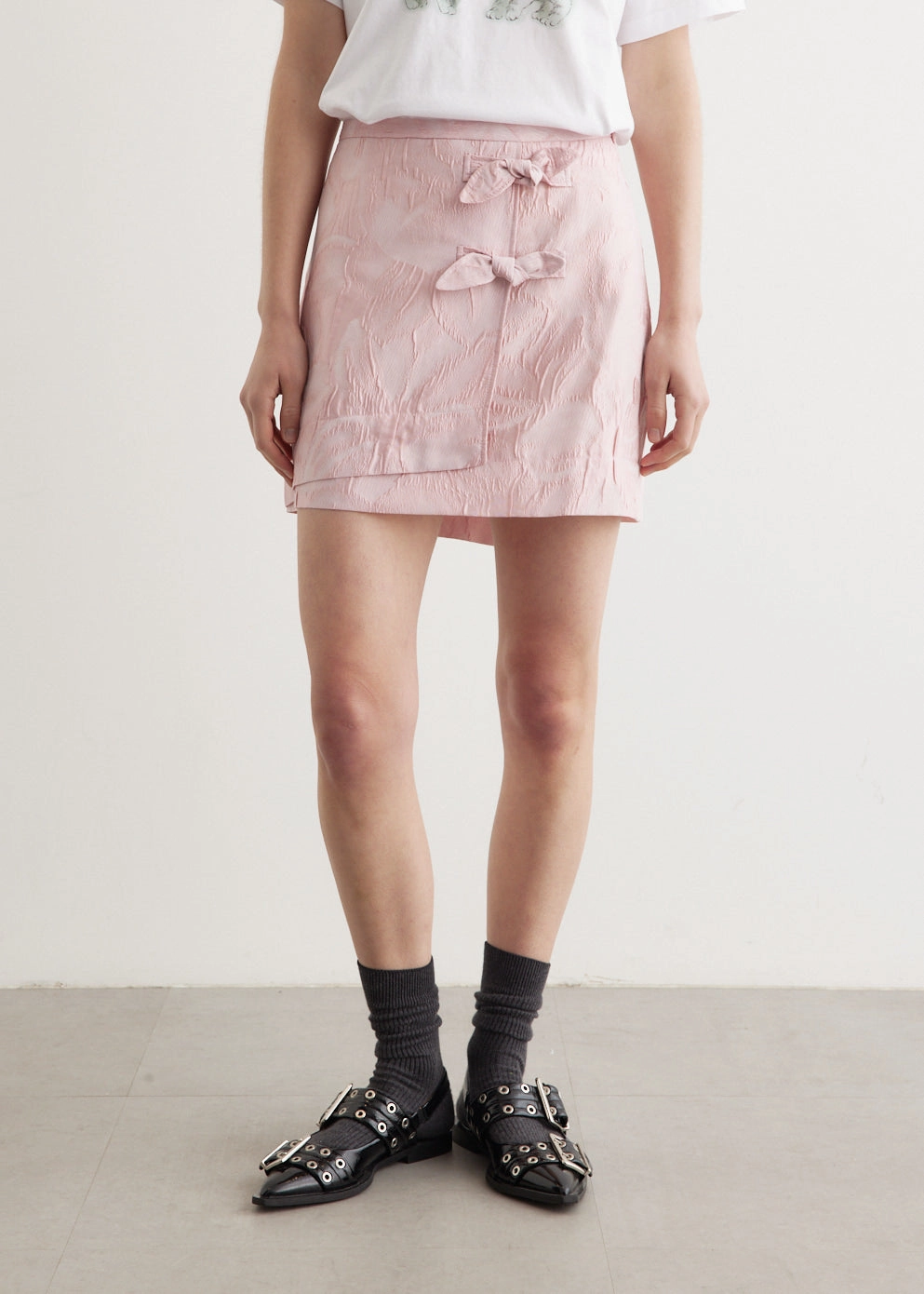 Textured Cloque Mini Skirt Biodegradable Fabric Seasonal Drop