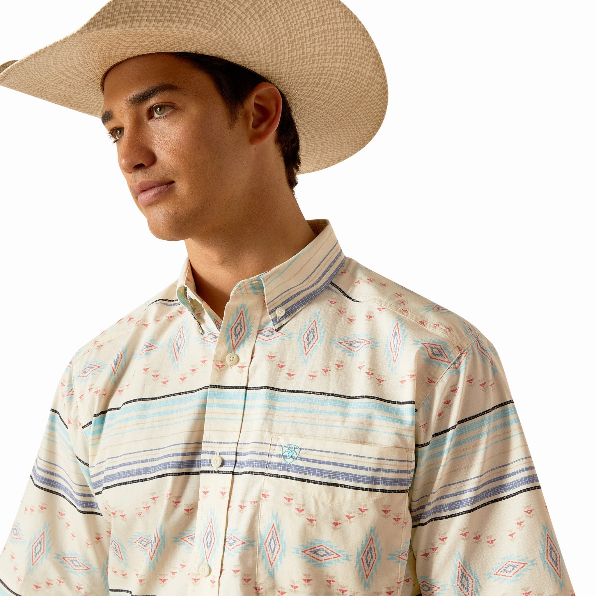 Ariat Men's Koda Sand Shell Print Short Sleeve Double Stitched Hems
