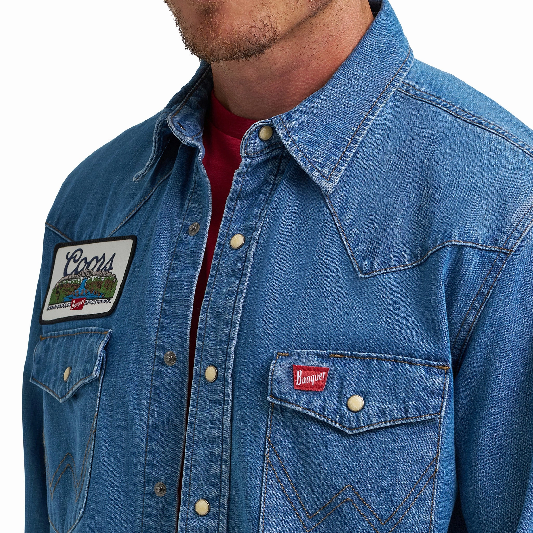 Coors Denim Shirt Reinforced Side Vents Sporty Design