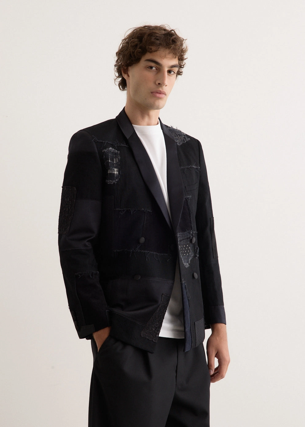 Reversible Dual Layer Cotton Denim x Multi Fabrics Patchwork Jacket