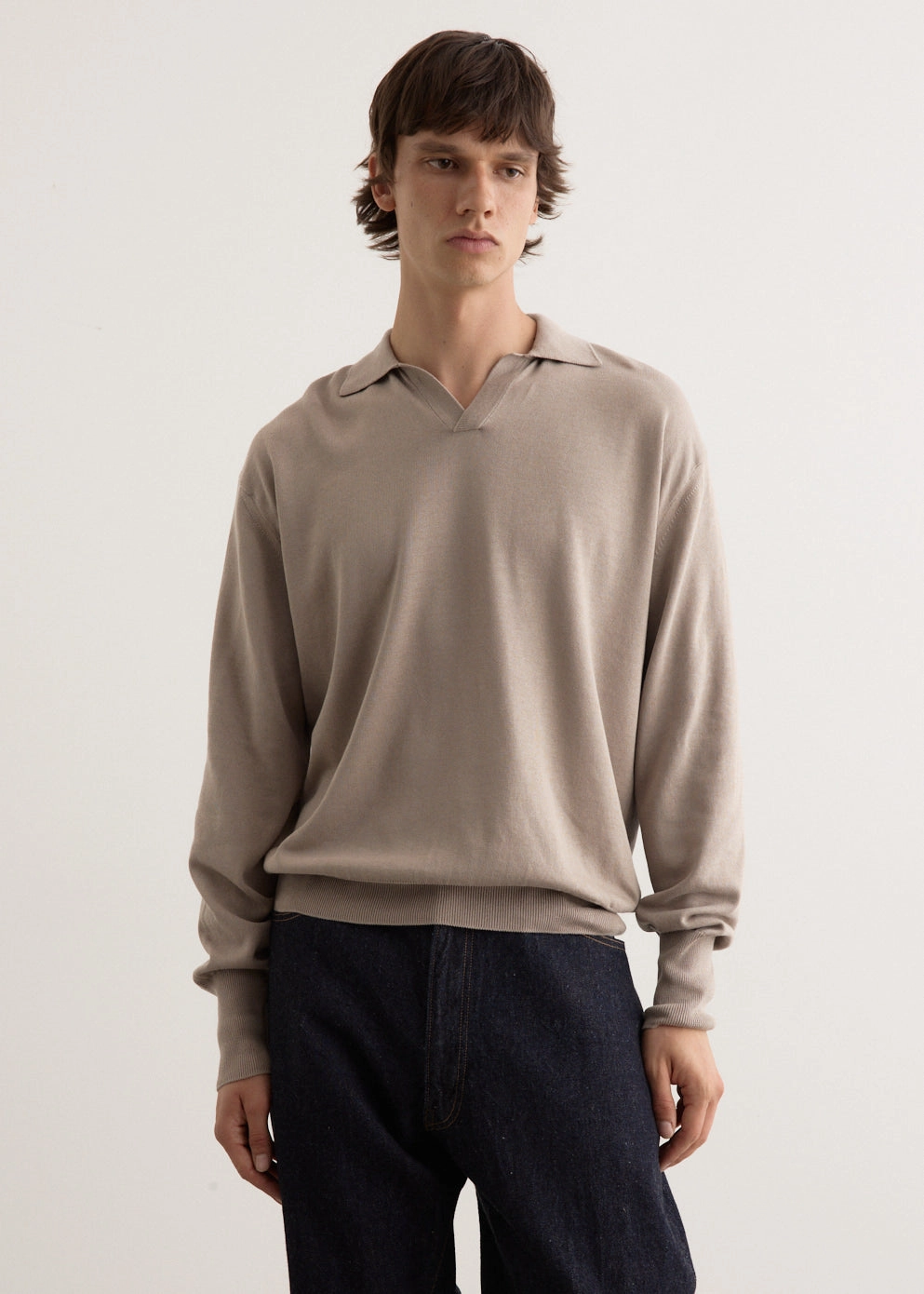 Sophisticated Look Casual Style Cotton Knit Skipper Shirt