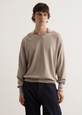 Sophisticated Look Casual Style Cotton Knit Skipper Shirt