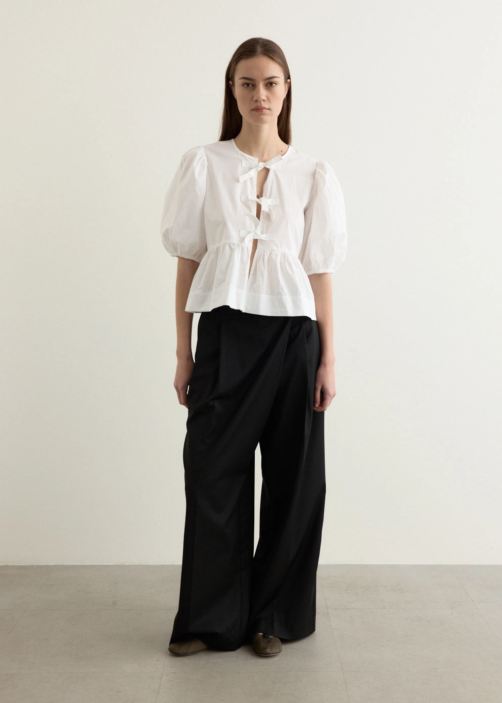 Current Style Cotton Poplin Peplum Blouse