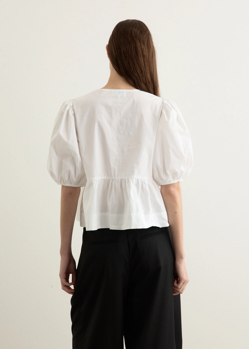 Anti Static Treatment Cotton Poplin Peplum Blouse