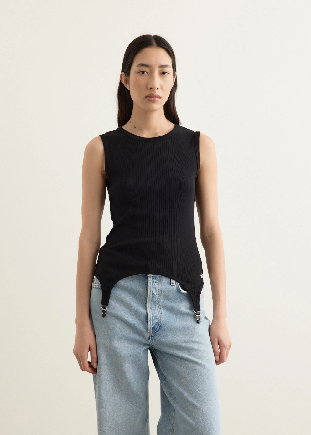 Eco Friendly Dye Cotton Ribbed Garter Tank Top