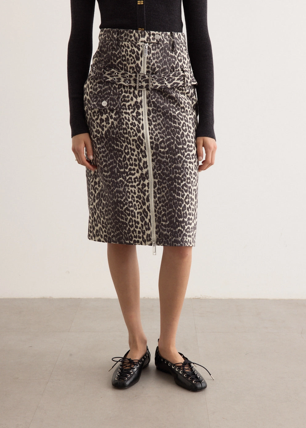 Cotton Tweed Midi Skirt Silk Touch Sleek Appeal