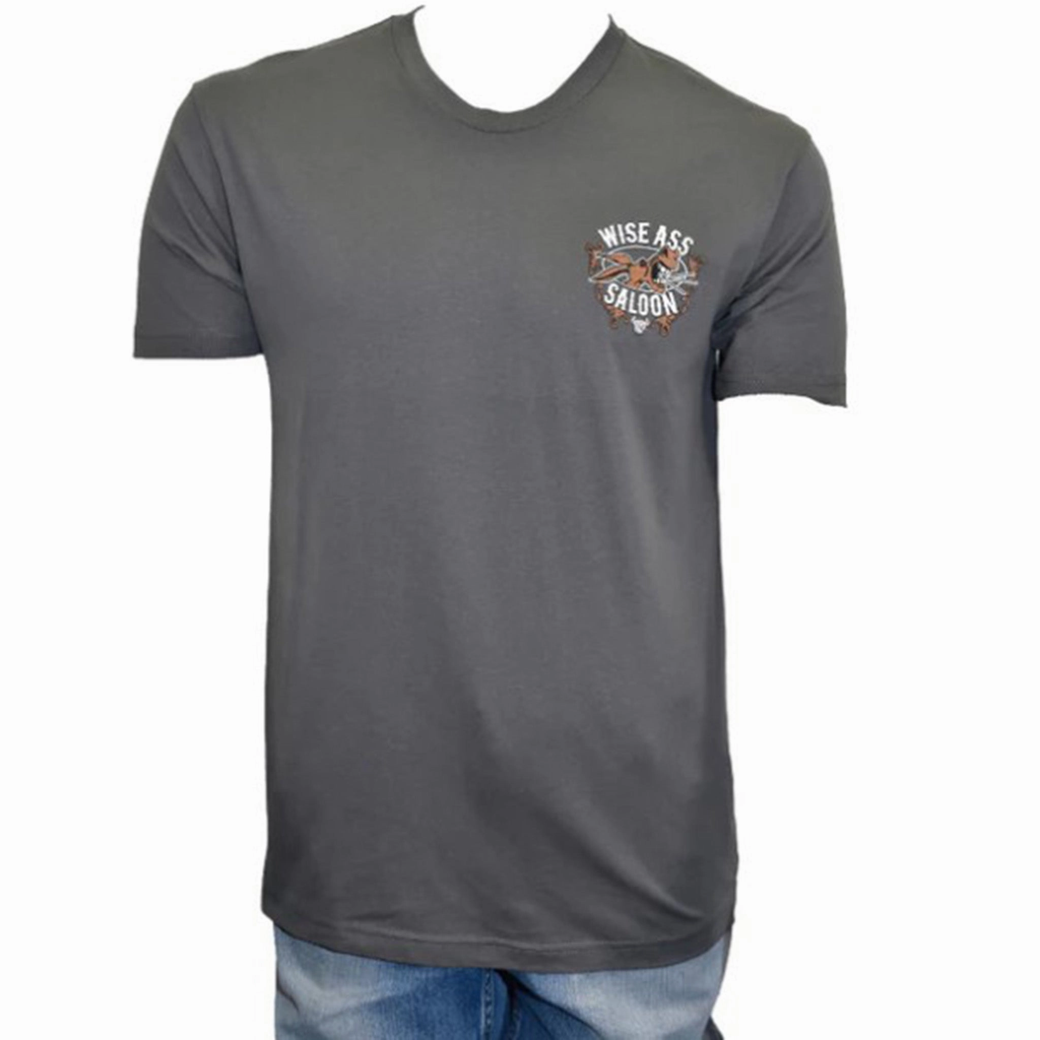 Cowboy Hardware Men's Charcoal Wise Ass Saloon Tee Cozy Wear Sustainable Dye Process