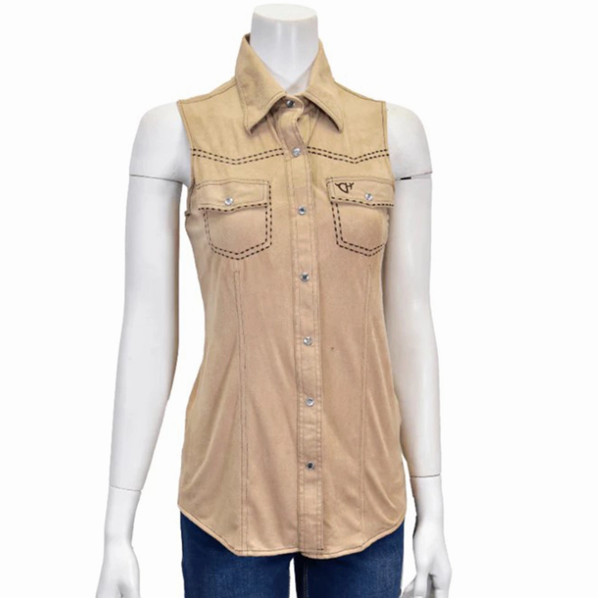 Cowboy Hardware Women's Buckskin Faux Suede Shirt Breathable mesh Reinforced Stitching