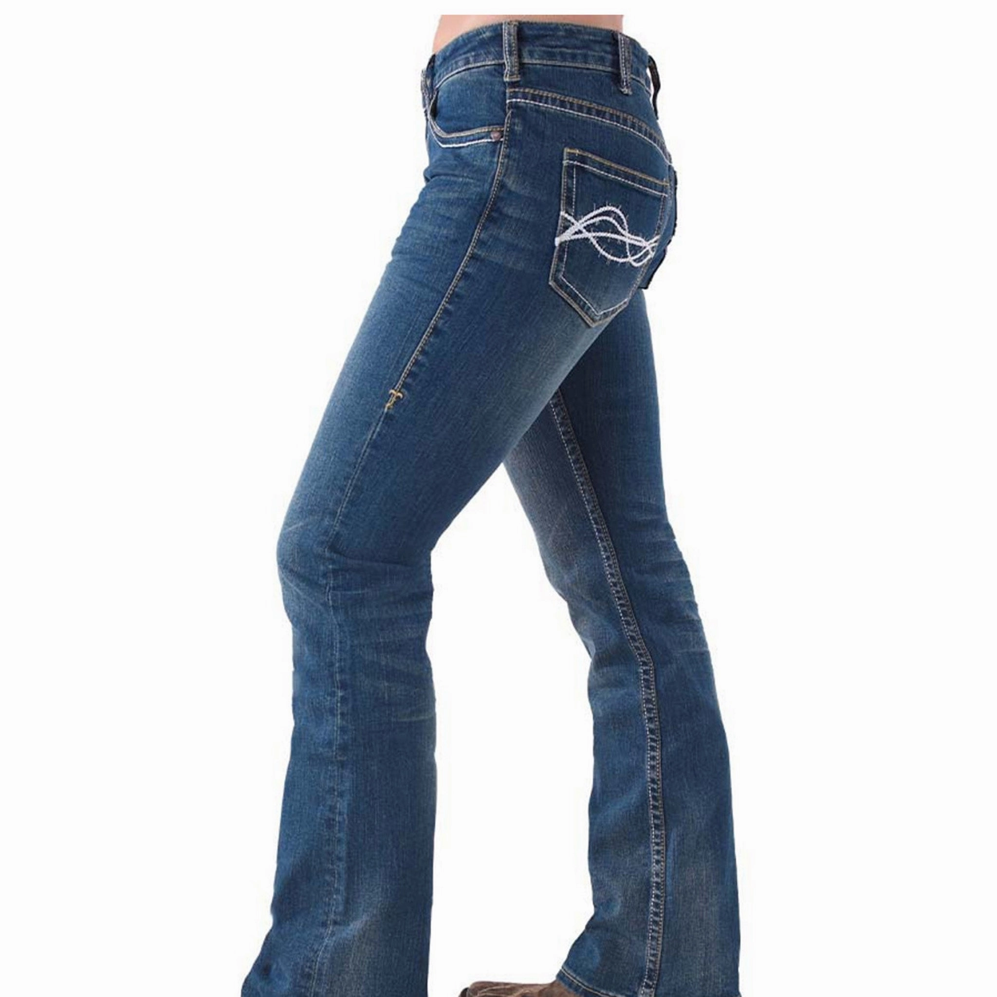 No Hassle Fit Cowgirl Tuff Medium Wash Don't Fence Me In