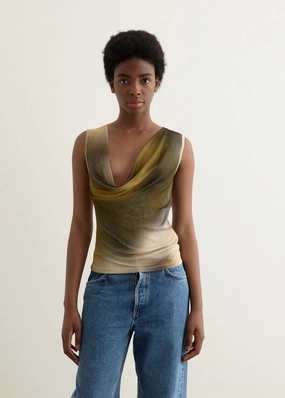 Position Practical Cowl Silk Mesh Tank