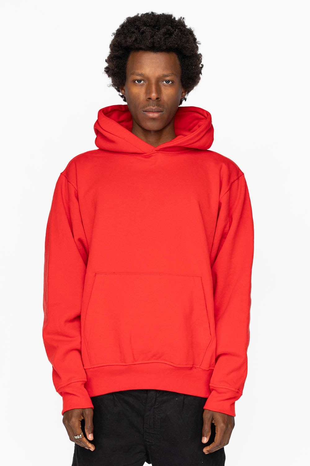 Ribbed Hem Chilly Season Wear ROBIN??S HEAVY WEIGHT NATIVE AMERICAN CHIEF PULLOVER HOODIE IN RED