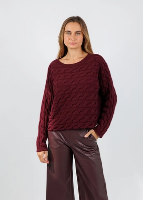 Sirah Cable Crew Neck Pullover - Bramble Berry Hypoallergenic Yarn Construction Casual Knit Layer