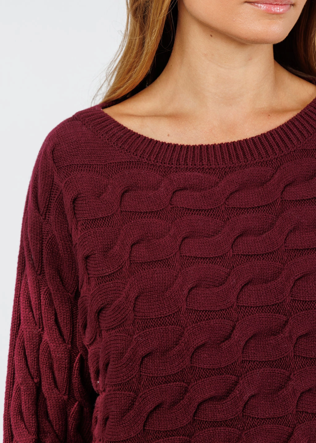 Sirah Cable Crew Neck Pullover - Bramble Berry Chic and Warm Comfy Wear