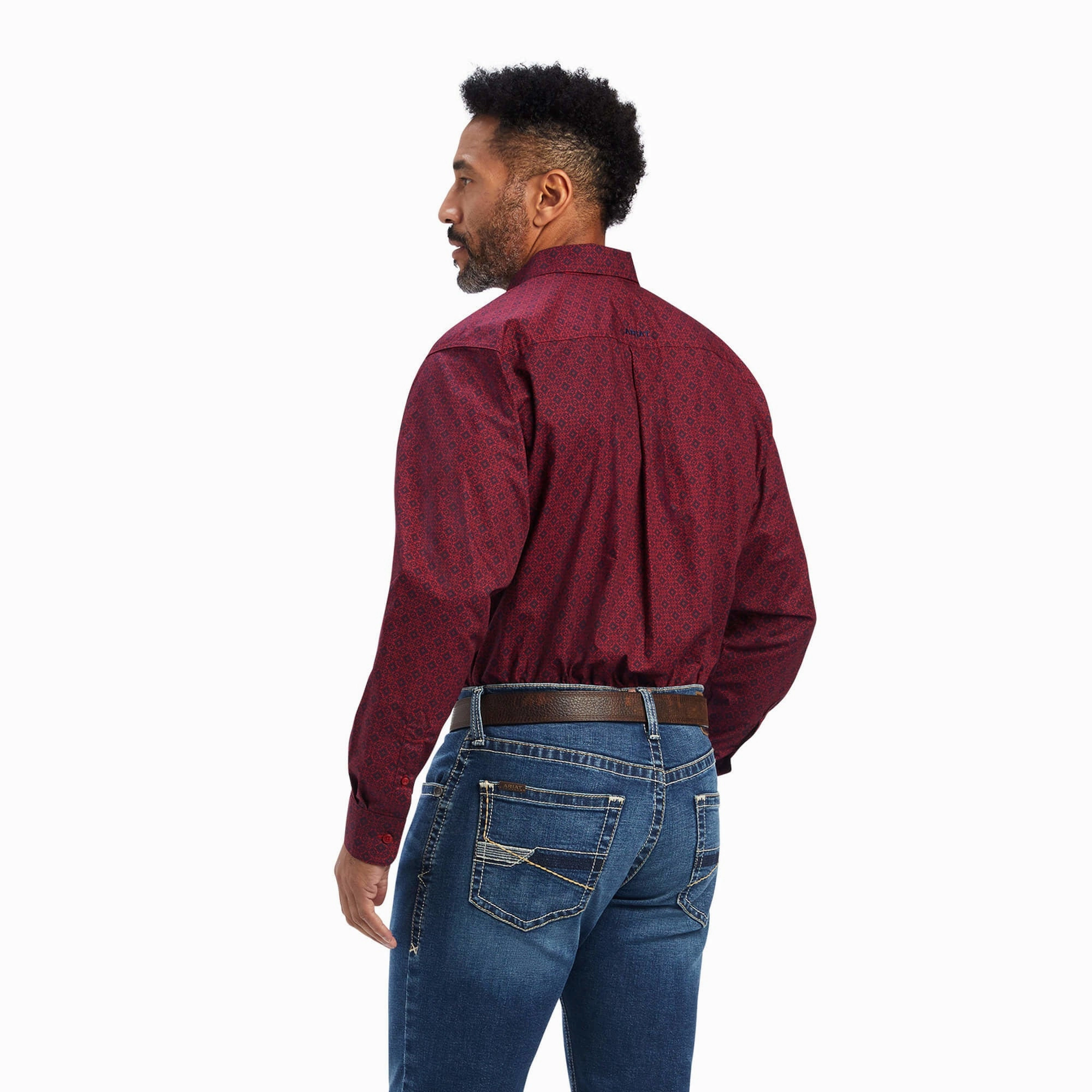 Round Collar Ariat Men's Diamond Print Shirt