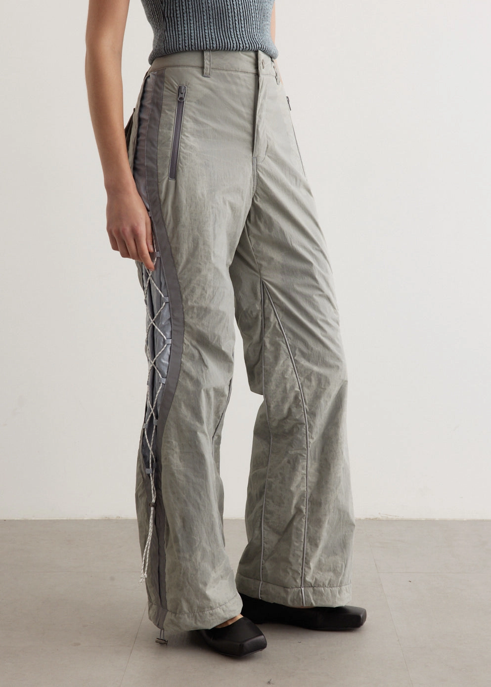 Chill Comfort Wear Crack Padded Lace-Up Wide Pants