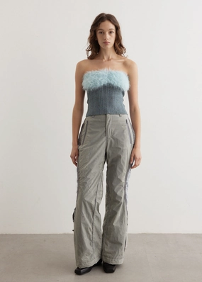 Crack Padded Lace-Up Wide Pants Seamless Waist Technology